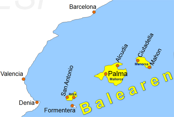 Karte Fhren von und nach Formentera