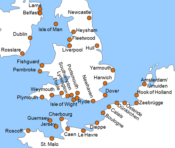 Karte Fhren England Fhrstrecken Fhrlinien Fhrberfahrten