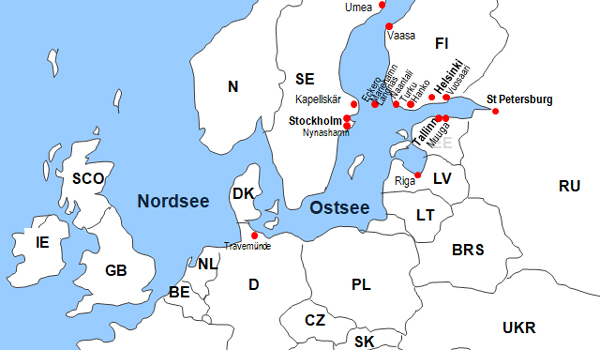 Karte Fhren von Tallinn nach Helsinki