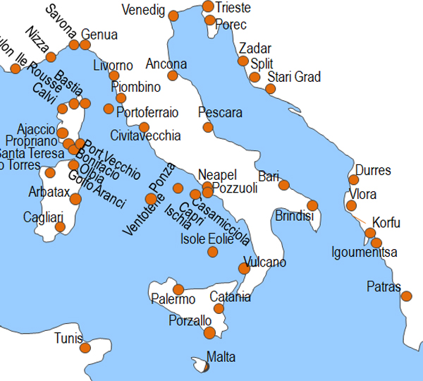 Karte Fhren von Neapel nach Capri