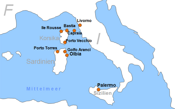 Karte Fhren von und nach Livorno