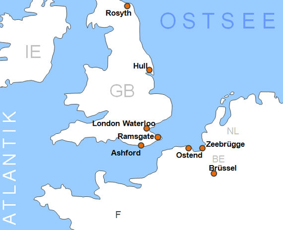 Karte Fhren Belgien Zeebrgge Fhrstrecken Fhrlinien Fhrberfahrten