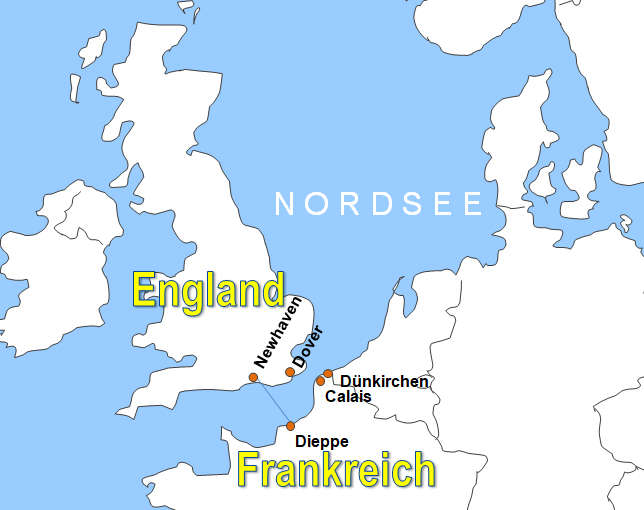 Karte Fhren von und nach Dieppe