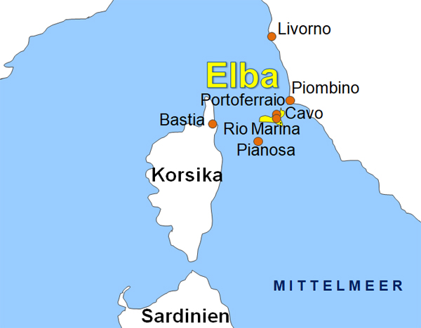 Karte Fähren von und nach Elba