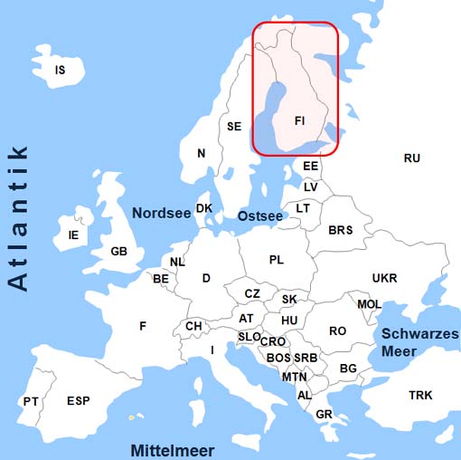 Karte Fähren von und nach Finnland
