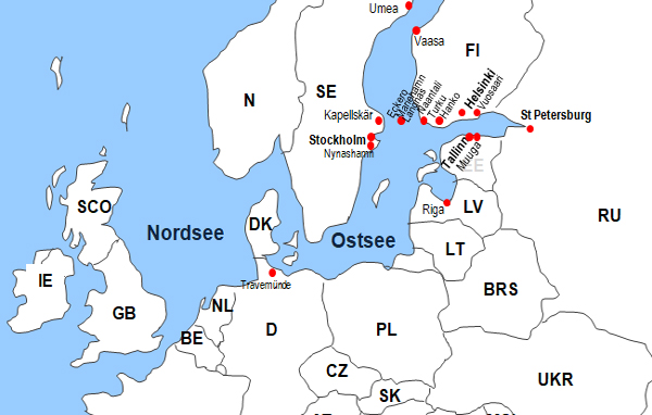 Karte Fähren von Helsinki nach Tallinn