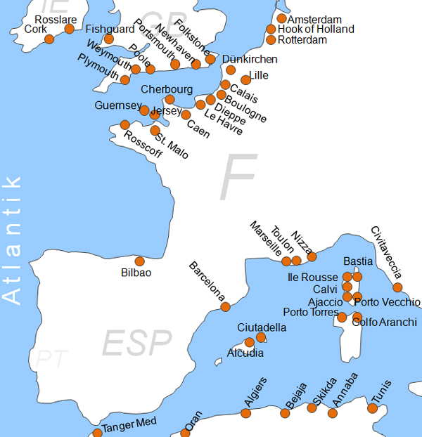 Karte Fhren von Marseille nach Algiers