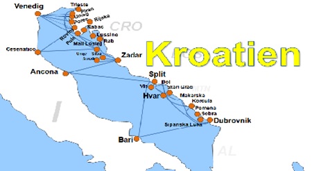Karte F�hrverbindungen mit der Reederei Jadrolinija