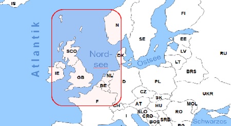 Karte F�hrverbindungen auf der Nordsee
