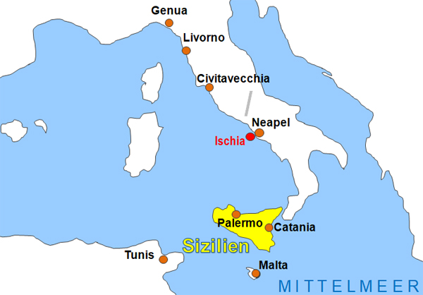 Karte Fhren von und nach Ischia
