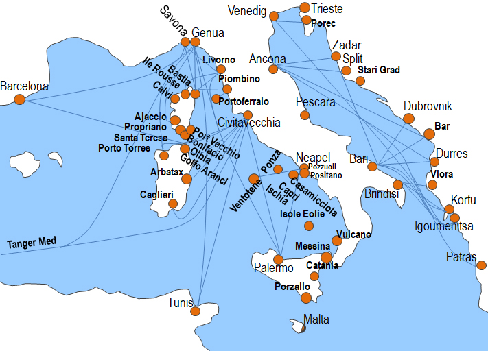 Karte Fhren von und nach Positano