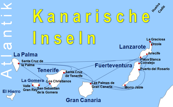 Karte Fhren von Los Cristianos / Teneriffa nach San Sebastian de la Gomera