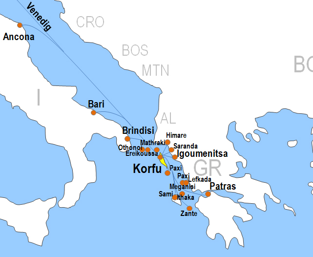 Karte Fhren von und nach Saranda