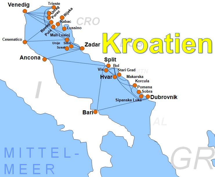 Karte Fhren von und nach Split