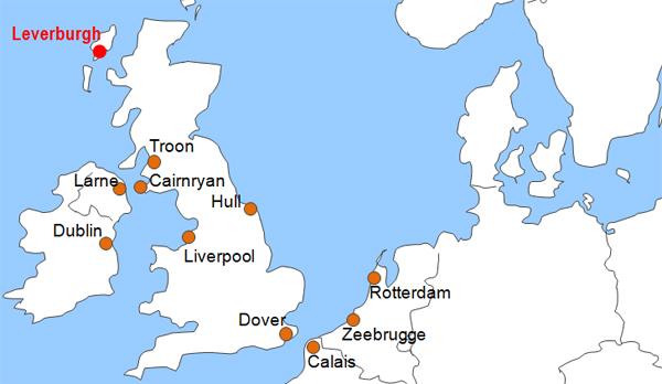 Karte Fhren von und nach Leverburgh