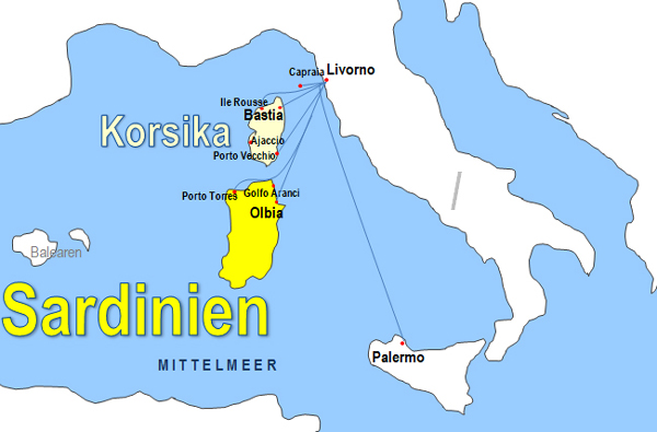 Karte Fhren von und nach Livorno