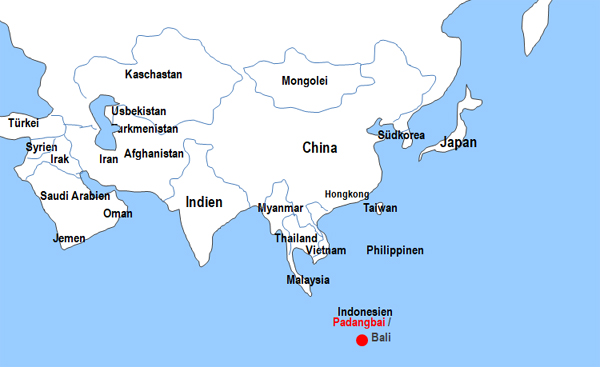 Karte Fhren von und nach Padangbai