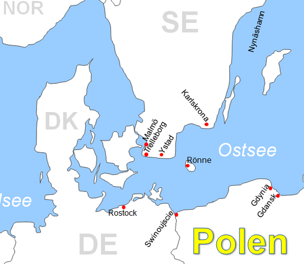 Fährenstrecken Fährrouten Fähren von und nach Polen