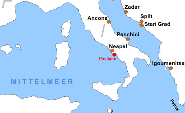 Karte Fhren von und nach Positano