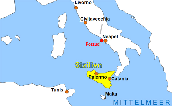 Karte Fhren von und nach Pozzuoli