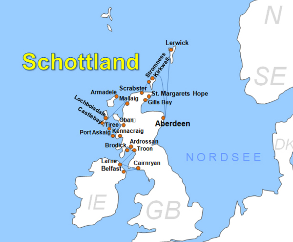Karte Fhren von und nach Kirkwall