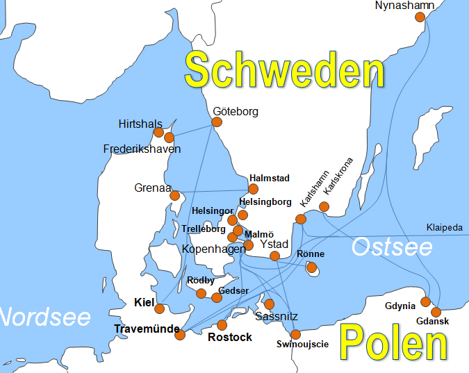 Karte Fhren von und nach Ystad
