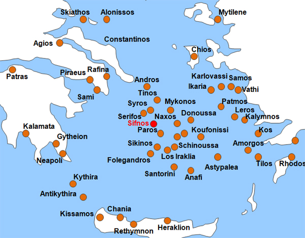 Karte Fhren von und nach Sifnos