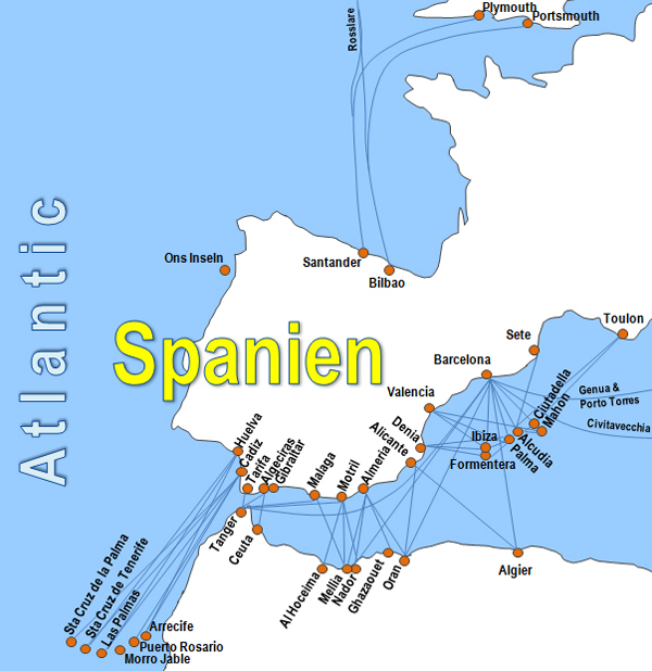 Karte F�hren von Denia nach Formentera