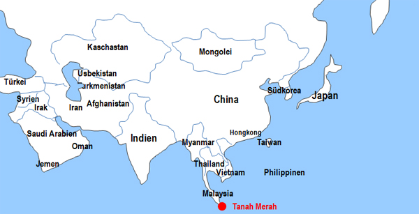Karte Fhren von und nach Tanah Merah