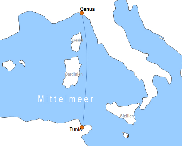 Karte Fhren mit der Reederei Tirrenia CTN