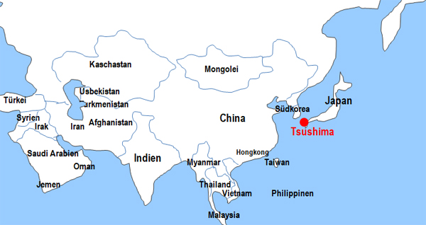 Karte Fhren von und nach Tsushima