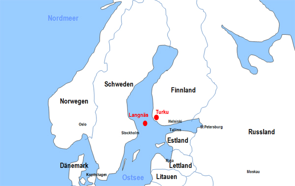 Karte Fähren von Turku nach Langnäs