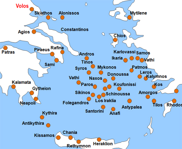 Karte Fhren von und nach Volos